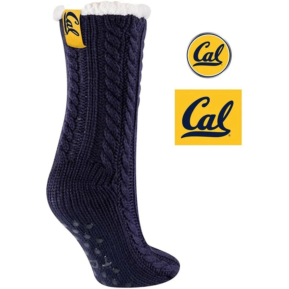 TCK University of California Miss Chalet Cable Knit Sherpa Lined Slipper Socks